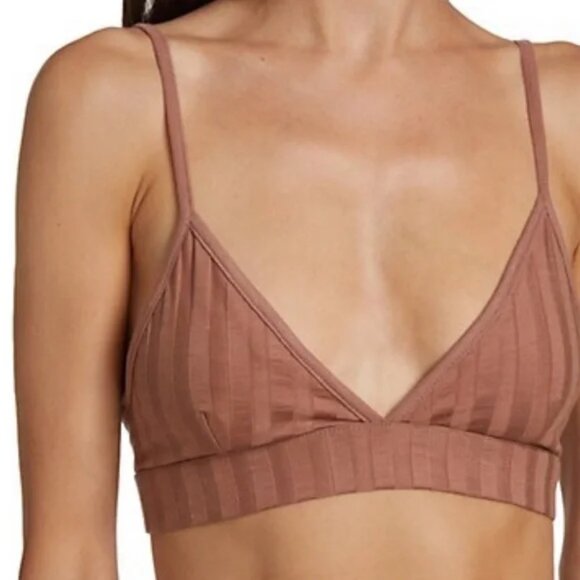 Jonathan Simkhai Rikki Compact Ribbed Triangle Bralette - Teak - Picture 5 of 6